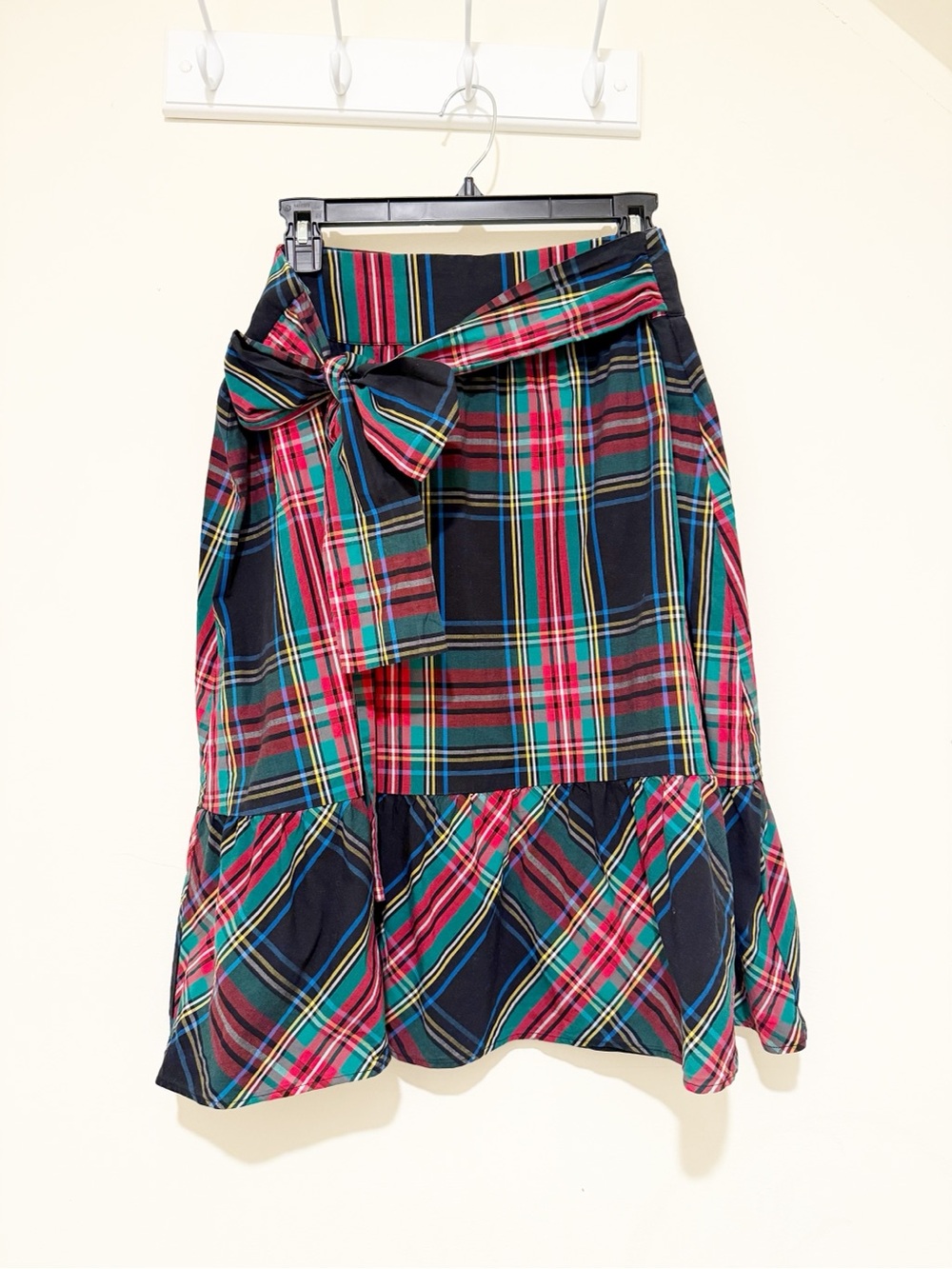 J. Crew Big Bow Midi Skirt in Stewart Tartan Plaid